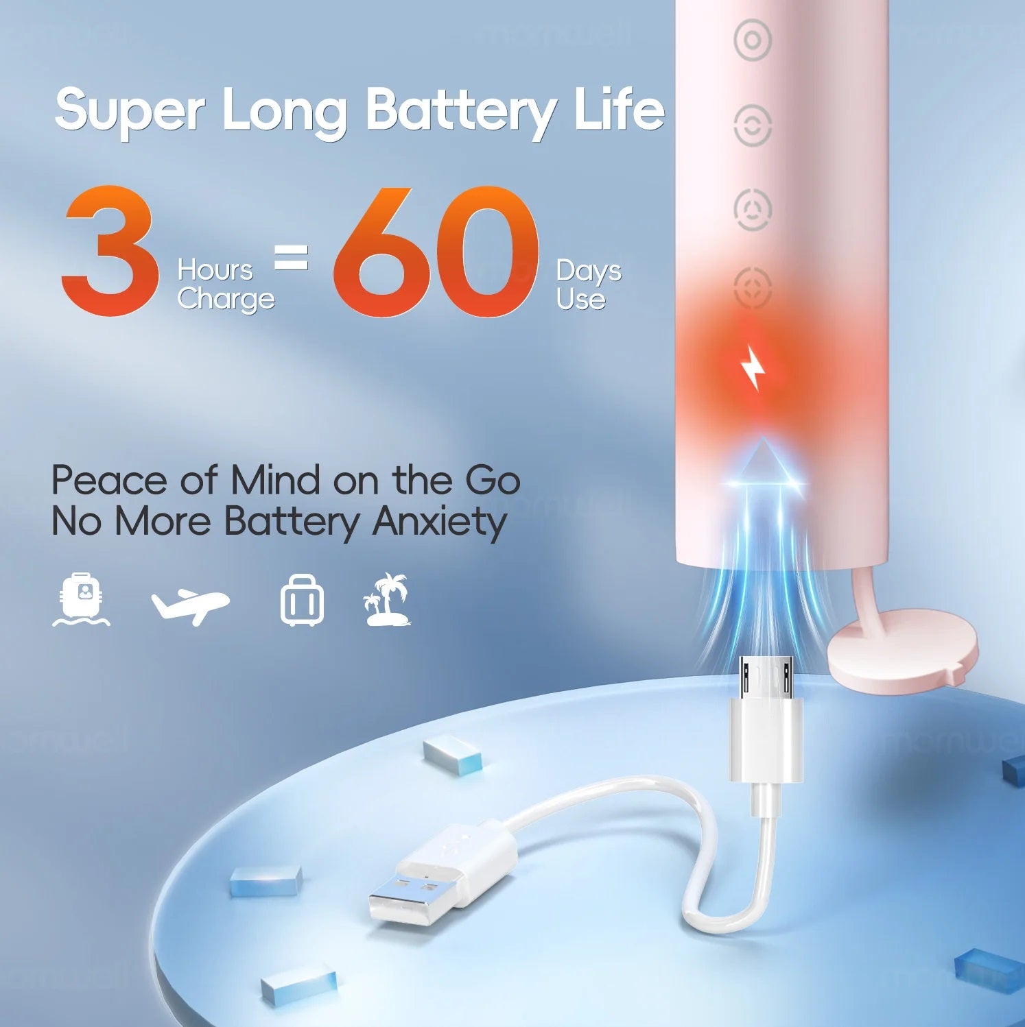 Pink Sonic Electric Toothbrush for Adults