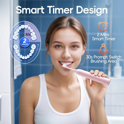Pink Sonic Electric Toothbrush for Adults