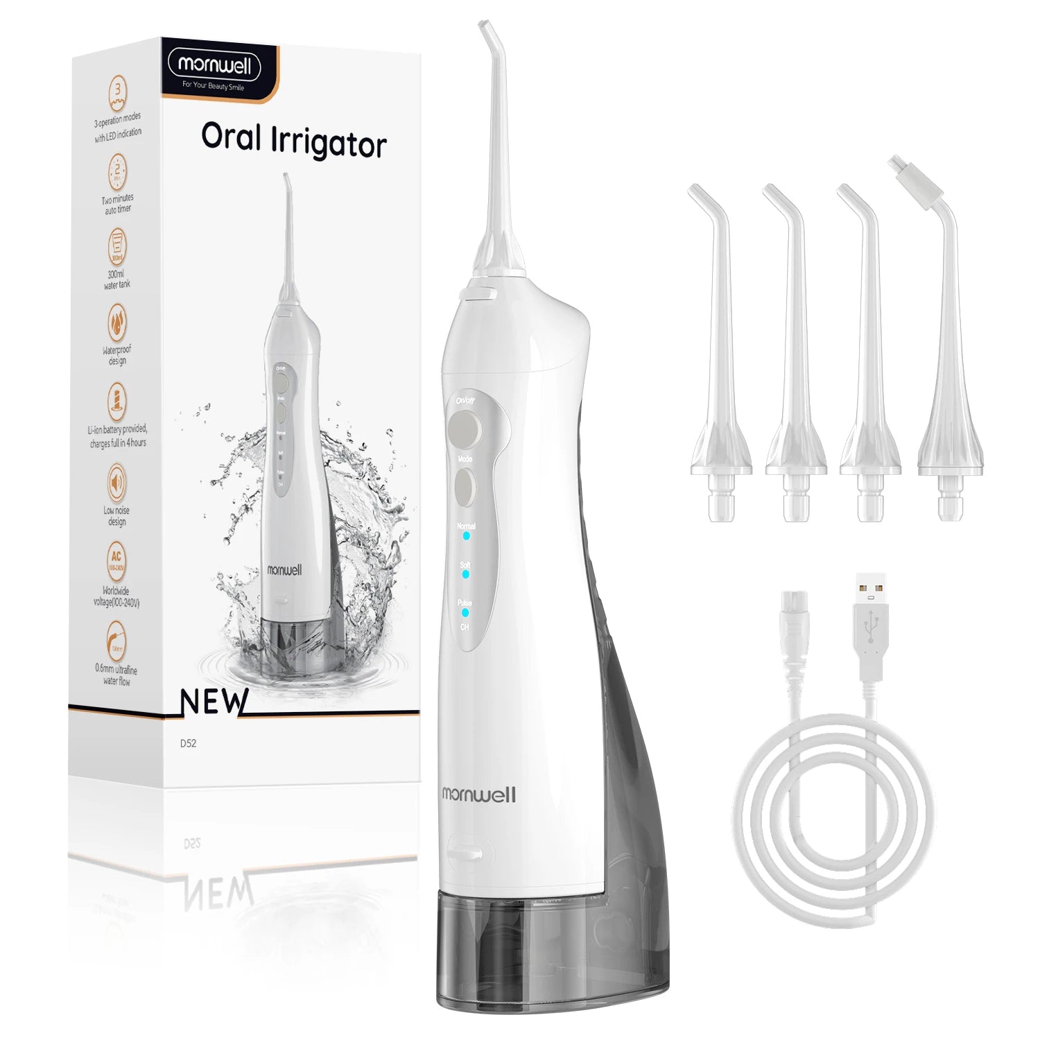 Mornwell D52 cordless water flosser UK edition